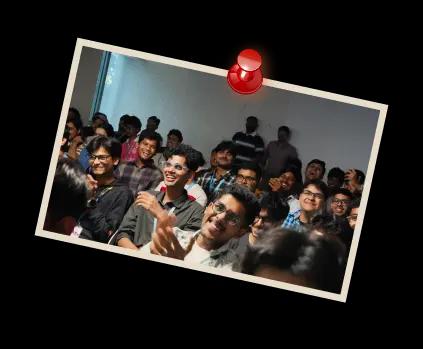 BST students laughing through the standup set